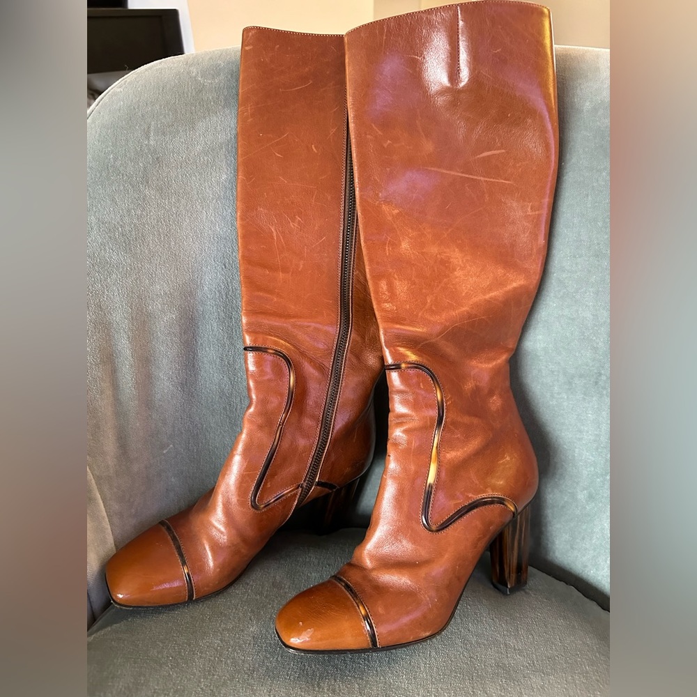 Dries Van Noten rare camel tall heel boots